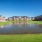Apartment buildings near a pond